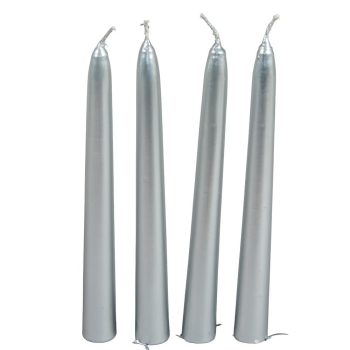 Metál spitz gyertya 195 mm ezüst 4db/csom (db ár)