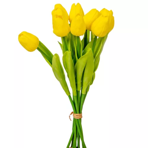 Tulipán köteg gumi 10 virágos sárga 33cm