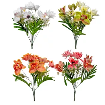 Orchidea, margaréta csokor gumi 7v. mix M48cm 24db/#