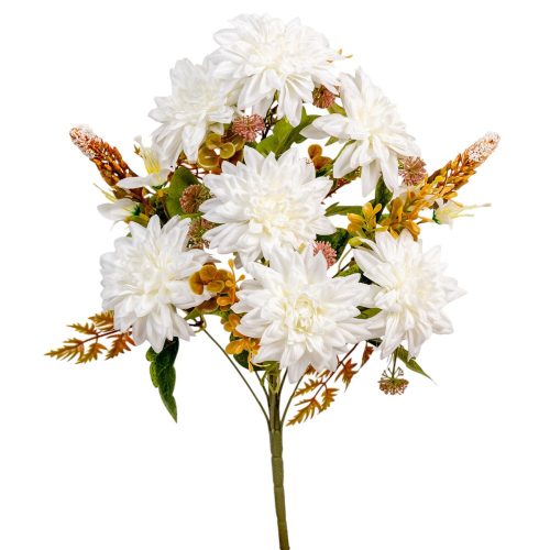 Dália csokor féloldalas 7v. krém M48cm 24db/#