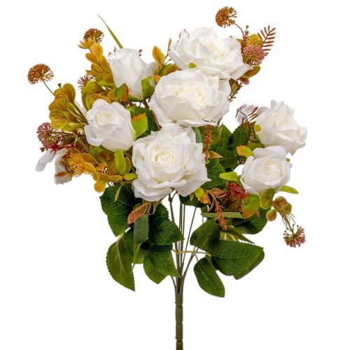 Rózsa csokor 9v. krém M45cm 12ágú 24db/#