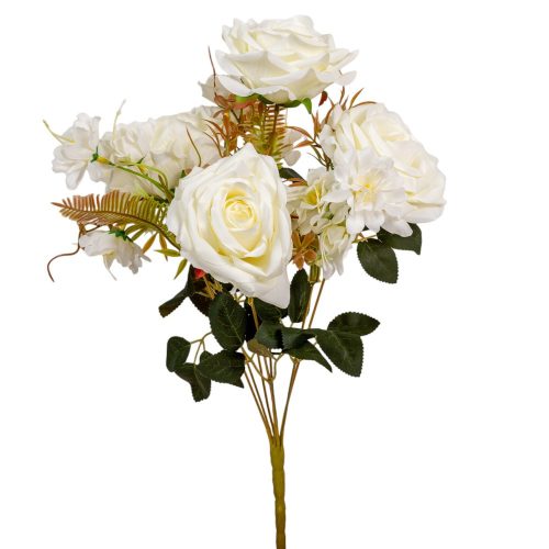Rózsa csokor 7v. krém M42cm 24db/#