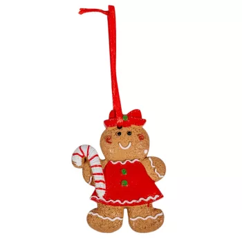 Mézeskalács lány akasztós poly piros M7,3cm