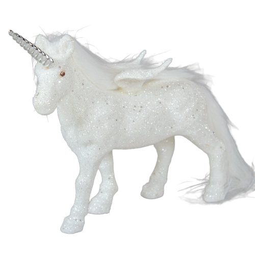Unikornis szárnyas glitteres fehér M14cm