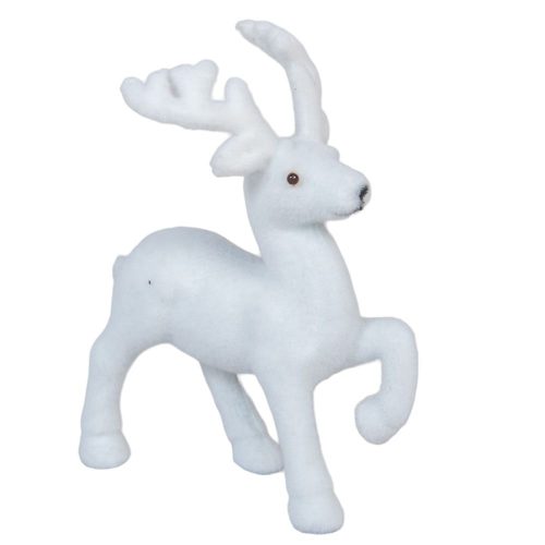 Szarvas flokkolt fehér 12cm