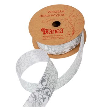 Karácsonyi szalag fehér-ezüst 2,5cmx10m