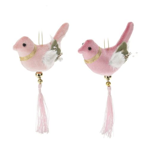 Akasztós madár dísz bársony 11cm