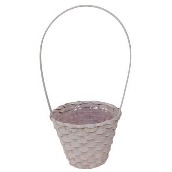 Bambusz füles kaspó fehér 14x36cm