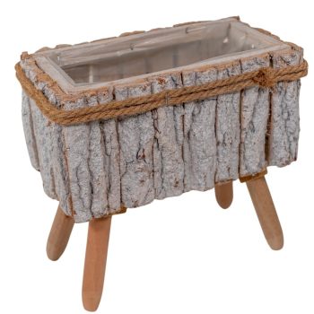 Fakéreg virágláda lábbal fehér M24x25x12cm