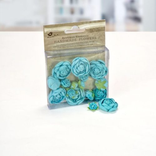 Papírvirág angol rózsa kék 16db/csomag 1-3,5cm