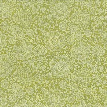 Csipkemintás puha filc anyag  zöld - fehér 40x30cm