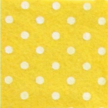 Pöttyös  puha filc anyag sárga - fehér 40x30cm