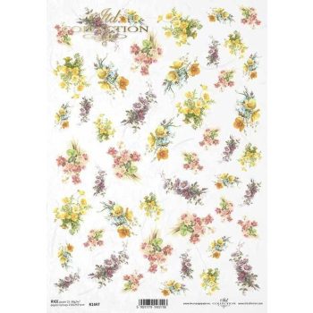 Rizspapír A4 - Mini virágcsokrok