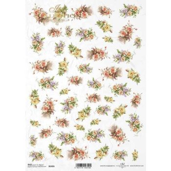 Rizspapír A4 - Mini virágcsokrok