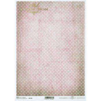 Rizspapír A4 - Vintage háttér - pöttyös rózsaszín