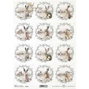 Rizspapír A4 - Nyuszik koszorúban