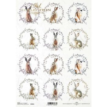 Rizspapír A4 - Nyuszik koszorúban