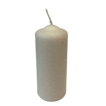 Bársony henger díszgyertya - ekrü - 1db
