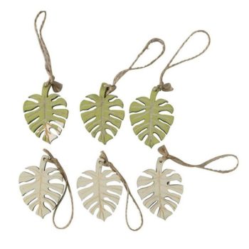 Zöld fa Monstera levelek - 6db