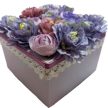 Selyemvirág box - Lila csipkés fadobozban